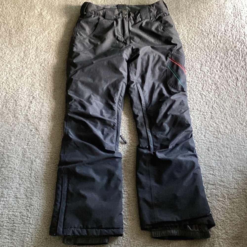 Youth Gray Snow Pants with Colorful Trim - Size Large - See photos